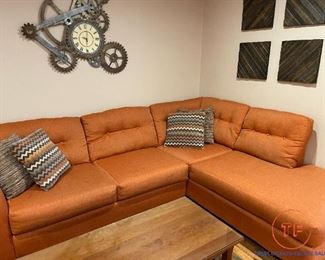 Retro Burnt Orange Corner Sectional Sofa