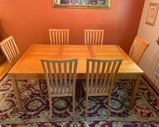 ANSAGER MOBLER Mid Century Danish Expanding Hidden Leaf Dining Table and Chair Set