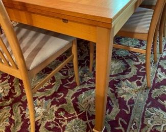 ANSAGER MOBLER Mid Century Danish Expanding Hidden Leaf Dining Table and Chair Set