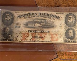 1857 OMAHA CITY $5 Note / Bill