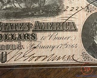 1864 Confederate $10 Bill / Note