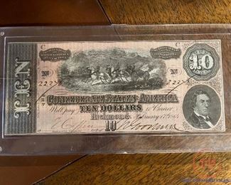 1864 Confederate $10 Bill / Note