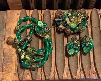 MIRIAM HASKELL Bracelet, Earrings, and Brooch Set