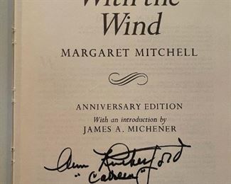 Gone With the Wind Novel Signed by ANN RUTHERFORD "Carreen"