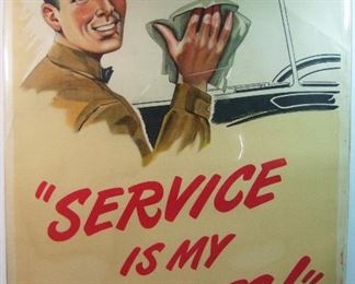 Lot 138   1938 Shell Service Poster.  Split window coupe pictured, 32” X 47”h. sleeved. Cond: right side edge shows a small loss and some scuffs. Overall good condition.   $150 - $250