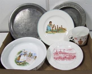 Lot 257   C/1890 6 Pc. Childs Dish-wear Group. Includes 4 Alphabet plates, Baby Bowl marked Germany and a Circus cup, various sizes. Cond: Chip on 1 plate, Others show wear from use.   $50 - $75