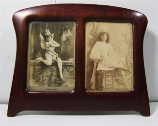 Lot 263   C/1900 Pair of 1890s Studio View Portraits of Actress Fanny Ward (1872 – 1952) in a Cherry frame 10 ¾” X 8 ¾”. Cond: Missing back support leg.   $60 - $80