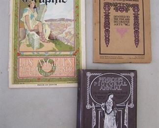 Lot 266   3 pc. Early Graphic Arts book group includes hardbound 1908-9 “Penrose’s Pictorial Annual” (A review of the Graphic Arts) with printing samples, 1906 “Graphic” magazine and 1913 “Fine Arts Journal”. Cond: All with minor spine wear, Overall good cond.   $75 - $150
