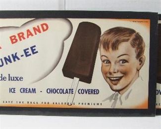 Lot 302   2-1950 Holbrook “Polar Brand” Ice Cream Advertising Posters, 10” X 22 ½”, sleeved. Cond: No damage found.   $50 - $75