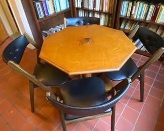 Card Table With Four Vintage Coronet Folding Chairs