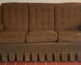 Mid Century Button Tufted Upholstered Wing Back Sofa