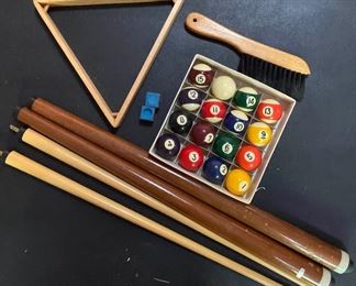Miniature Billiards Cue Sticks, Balls And Rack
