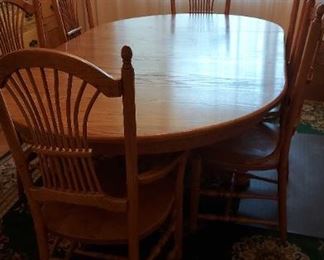 Oak Dining Set With Six Chairs