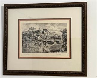 Old World Signed Etching