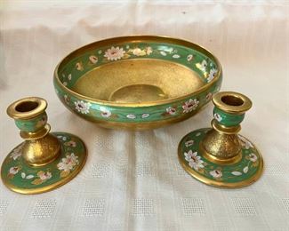 Osborne Bowl and Two Candlesticks