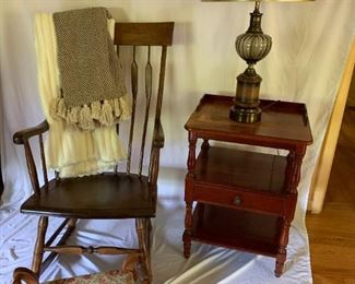 Rocking Chair, Side Table, Lamp, and More