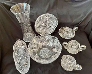 Seven Piece Cut Glass Collection