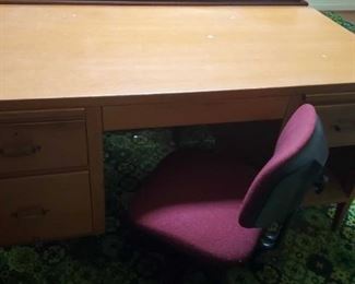 Vintage Knee Hole Desk And Office Chair