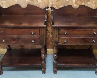 Vintage Stained Pine Bedside Tables