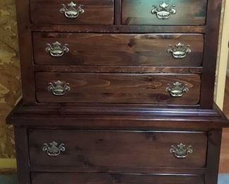 Vintage Stained Pine Chest Of Drawers