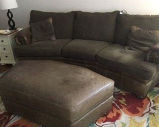 Large Couch with Leather Ottoman