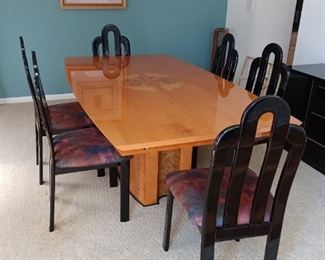Design Studio Contemporary Italian Dining Table.  Black Laquer Chairs have been SOLD