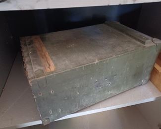 US ARMY 2 drawer Signal Corps Military Radio Crystal Case Box Wooden - Vintage 1951 missing hinge door