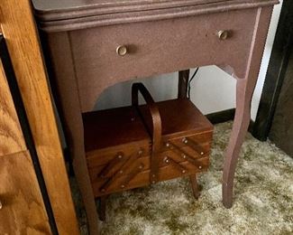 Vintage side table sewing machine table