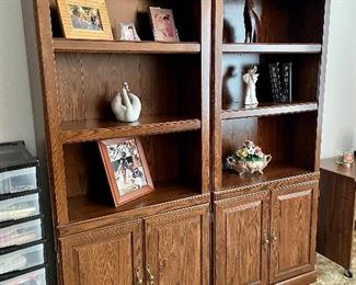 Vintage wood bookcases