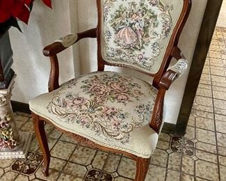 Antique Needlepoint accent chair