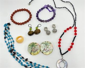 Vintage Jewelry: 3 Earrings, 2 Bracelets, 2 Necklaces & 1 Ring
Lot #: 58