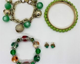 3 Vintage Bracelets, One With Glass Beads & Stud Earrings
Lot #: 65
