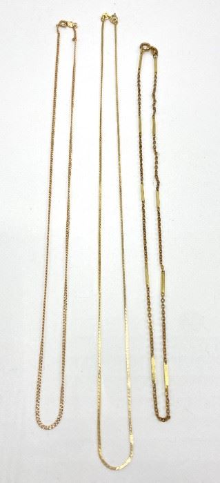 3 14 Karat Gold Chains, Two From Italy
Lot #: 8