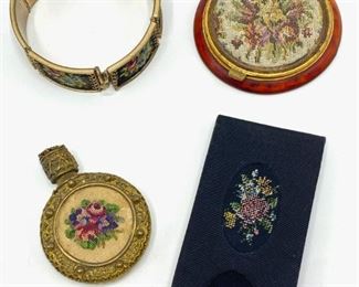 Vintage Cross Stitch Bracelet, Perfume Bottle, Compact & Nail Kit By Beauty Mate, West Germany
Lot #: 14