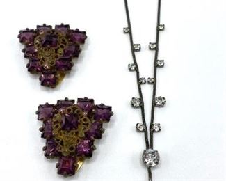 Vintage Rhinestone Necklace & Pair Of Dress Pins
Lot #: 85