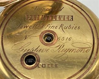 Vintage Gustave Reymond Locle Pocket Watch No. 6516, Marked Warranted Fine Gold
Lot #: 1