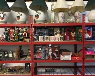Metal shelves and contents 