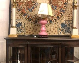 Large art piece, lamps, antique display Hutch 