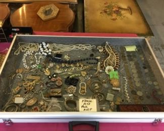 Costume jewelry, some coins