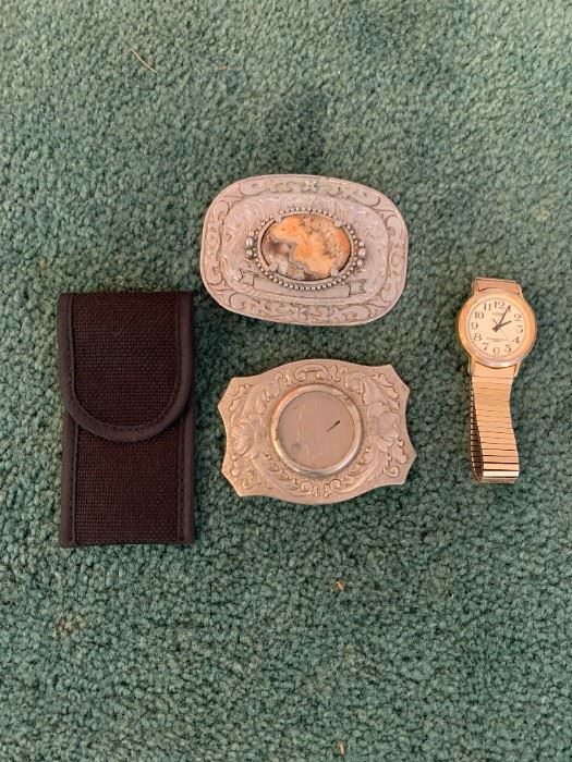 2 Belt Buckles Lorus Watch And Belt Pouch