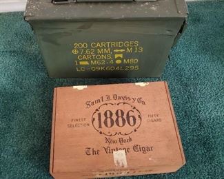 Ammo Box And Wood Cigar Box