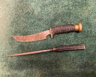 Lees Honing Steel And Upswept Hunting Knife
