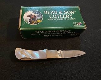 Mother Of Pearl Bear Sons Folding Pocket Knife
