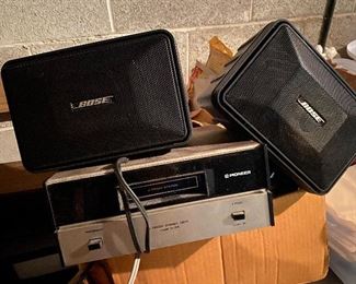 Pioneer 8-track player and Bose corner speakers.