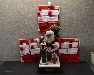 Lot of Christmas Items | Battery Operated Santa, 3 4-Packs Mini Felt Stockings
