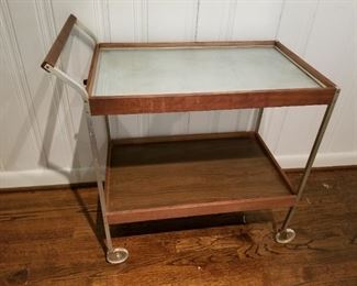 Vintage Rolling Bar with glass top