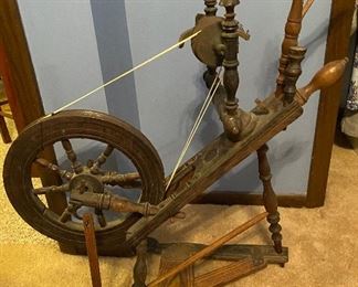 Antique linen spinning wheel