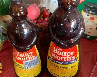Vintage syrup bottles great for decor 