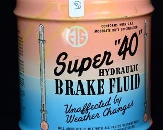 *Rare* 1950s Pink and Blue Break Fluid Tin - Great Colors, Large 4 Gallon Tin, Excellent Condition, Not found on eBay, Worthpoint, google image search... good luck researching this one!