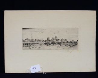 Early 1900s Etching of Downtown Dallas